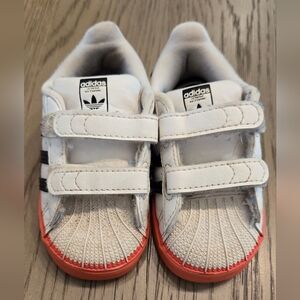 Adidas Kids White and Coral Sneakers